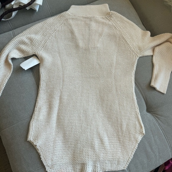 Nordstrom RDI Waffle Knit 1/4 Zip Mock Neck Sweater Oatmeal Tan NWT NEW beige XS - Picture 9 of 10